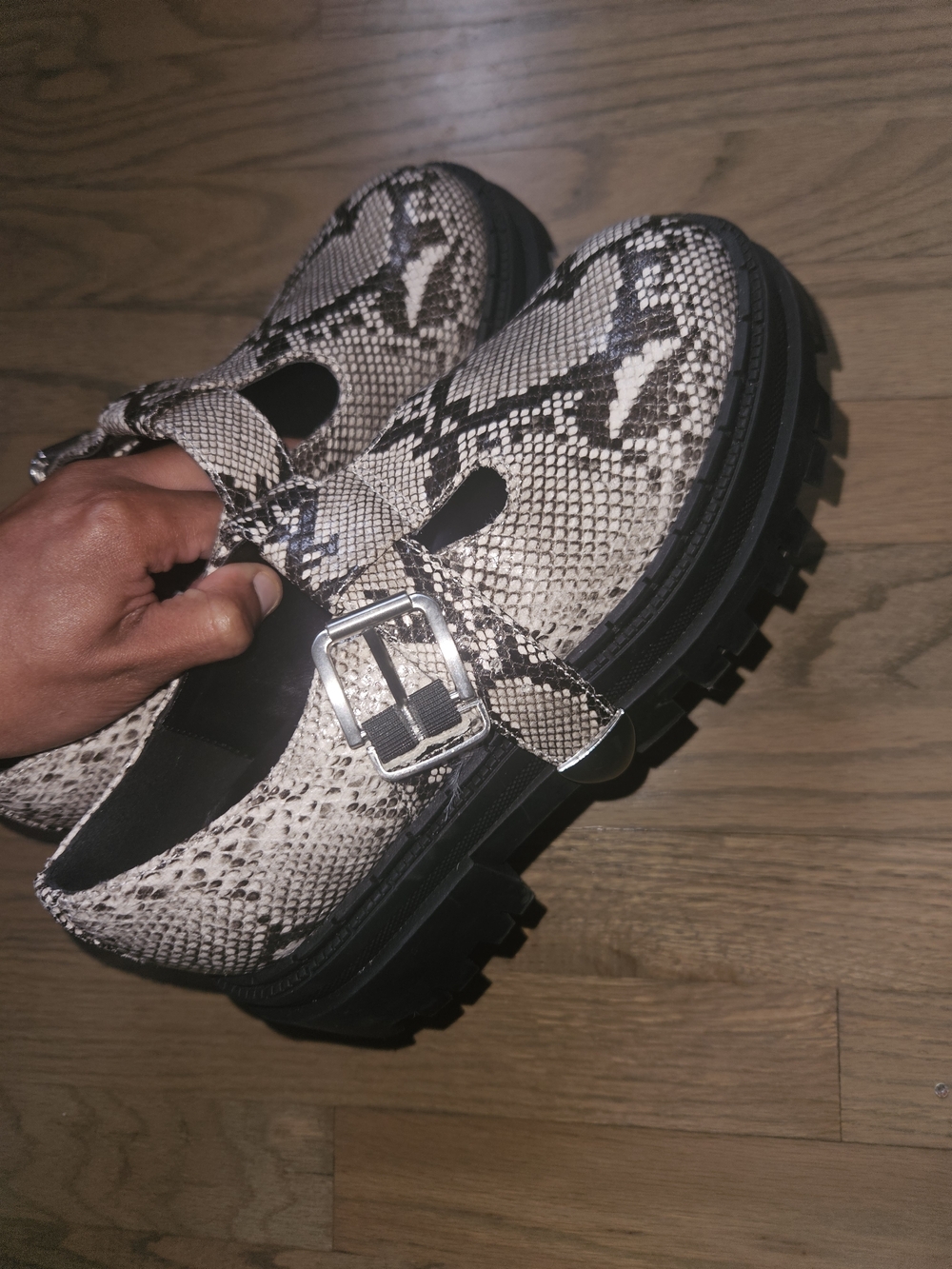 Steve Madden Snakeskin Lug Sole Mary Janes